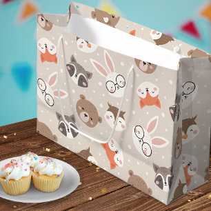 Niedliches Woodland Animal Kids Muster Große Geschenktüte