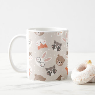Niedliches Woodland Animal Kids Muster Kaffeetasse