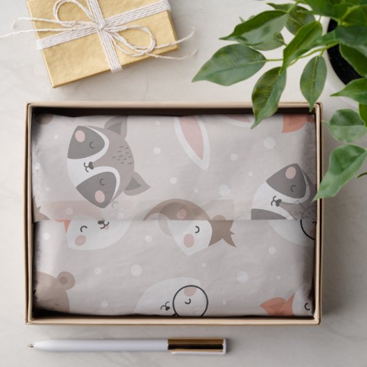 Niedliches Woodland Animal Kids Muster Seidenpapier (Geschenk)