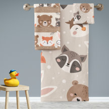 Niedliches Woodland Animal Kids Pattern Bad