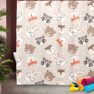 Niedliches Woodland Animal Kids Pattern Bad Duschvorhang
