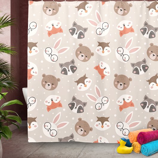 Niedliches Woodland Animal Kids Pattern Bad Duschvorhang