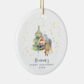 Niedliches Woodland Animals Baby's First Christmas Keramik Ornament (Rechts)