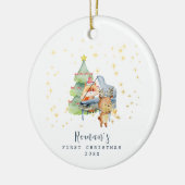 Niedliches Woodland Animals Baby's First Christmas Keramik Ornament (Links)