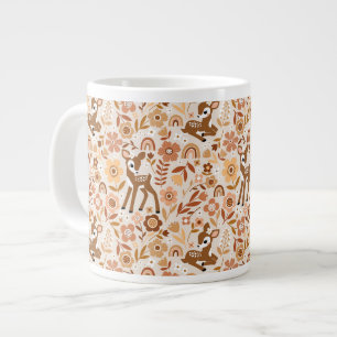Niedliches Woodland Baby Deer Blumenmuster Jumbo-Tasse