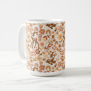 Niedliches Woodland Baby Deer Blumenmuster Kaffeetasse