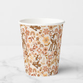 Niedliches Woodland Baby Deer Blumenmuster Pappbecher (Rückseite)