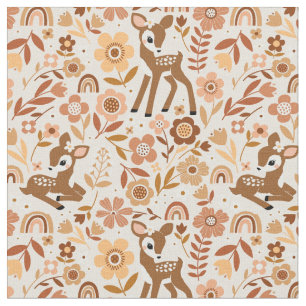 Niedliches Woodland Baby Deer Blumenmuster Stoff