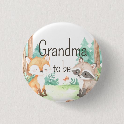 Niedliches Woodland Baby Dusche Thema Oma zu sein Button (Vorderseite)