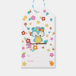 Niedliches Woodland Ewl & Blume Baby Girl Babydusc Geschenkanhänger