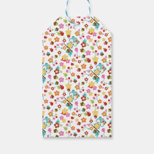 Niedliches Woodland Ewl & Blume Baby Girl Babydusc Geschenkanhänger (Rückseite)