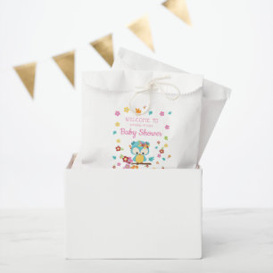 Niedliches Woodland Ewl & Blume Baby Girl Babydusc Geschenktütchen