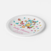 Niedliches Woodland Ewl & Blume Baby Girl Babydusc Pappteller (Schrägansicht)