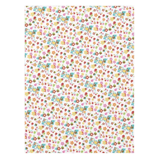 Niedliches Woodland Ewl & Blume Baby Girl Babydusc Tischdecke (Vorderseite)