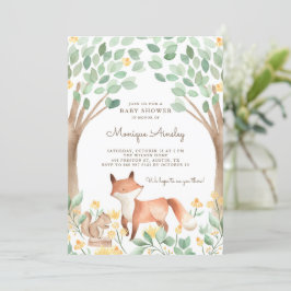 Niedliches Woodland Fox Kinderdusche Einladung
