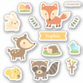 Niedliches Woodland Thementiere Set Kinder Aufkleber (Vorderseite)
