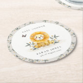 Niedliches Woodland Wasserfarbe Löwenfoliage Kinde Runder Pappuntersetzer (Angewinkelt)