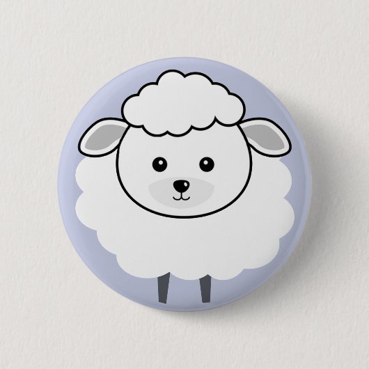 Niedliches Wooly Lamm-Gesicht Button (Vorderseite)