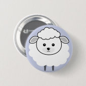Niedliches Wooly Lamm-Gesicht Button (Vorne & Hinten)