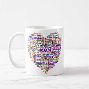 Niedliches Wort-Kunst-Herz der Mama-Mutter Tages Kaffeetasse