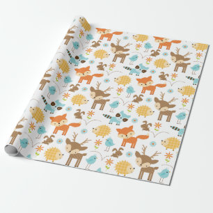 Niedliches Wrapping Paper für Woodlandtiere Geschenkpapier