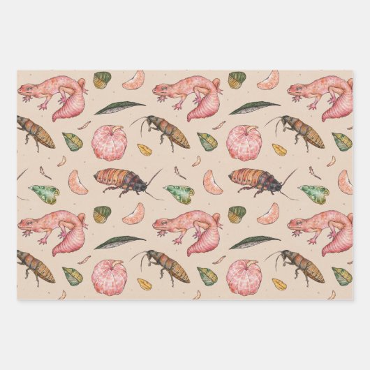 Niedliches Wrapping Paper Set mit Lizens und Roach Geschenkpapier Set (Vorderseite)