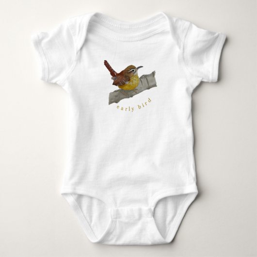 Niedliches Wren "Early Bird" Baby Outfit Baby Strampler (Vorderseite)