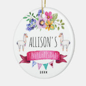 Niedliches wunderliches Lama-erste Keramik Ornament (Links)