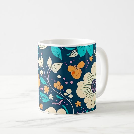 Niedliches, wunderschönes Blumenmuster und nahtlos Kaffeetasse (VorderseiteRechts)