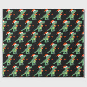 Niedliches Xmas T-Rex Santa Wrapping Paper Geschenkpapier (Flach)