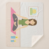 Niedliches Yoga Girl in einem Hübschen Zimmer Illu Sherpadecke (Vorderseite)