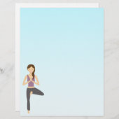 Niedliches Yoga Girl macht die Pose des Baumes Ill (Vorne/Hinten)