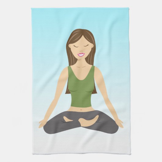 Niedliches Yoga-Mädchen in der Illustration zur Po Geschirrtuch (Vertikal)