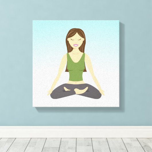 Niedliches Yoga-Mädchen in der Illustration zur Po Leinwanddruck (Insitu (Holzboden))