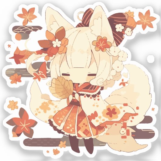 Niedliches Yokai-Inspiriert japanisches Design Aufkleber (Vorderseite)