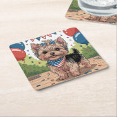 Niedliches Yorkie Independence Day Untersetzer Set (angewinkelt)