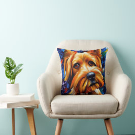 Niedliches Yorkshire Terrier Dog Painting Poster Kissen