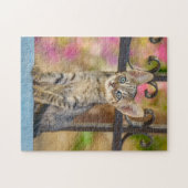 Niedliches Young Tabby Kitten mit blauen Augen in Puzzle (Horizontal)