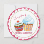 Niedliches Yummy Kuchen-Geburtstags-Party Einladung (Vorderseite)