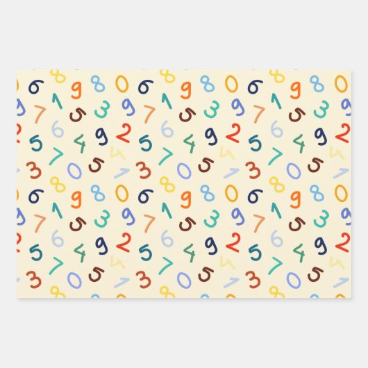 Niedliches Zahlenmuster Geschenkpapier Set (Vorderseite)