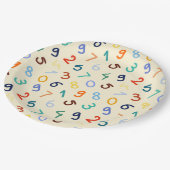 Niedliches Zahlenmuster Pappteller (Schrägansicht)