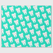 Niedliches Zahn-Muster auf aquamarinem Geschenkpapier (Flach)