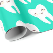 Niedliches Zahn-Muster auf aquamarinem Geschenkpapier (Rolleneckpunkt)