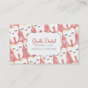 Niedliches Zahn-Muster - rosa kundenspezifische Visitenkarte