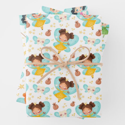 Niedliches Zahnfahne-Wrapping-Papier-Set 3 Geschenkpapier Set (Beispiel)