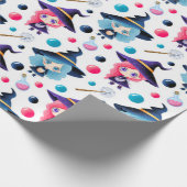 Niedliches Zauberhexen-Muster Geschenkpapier (Ecke)