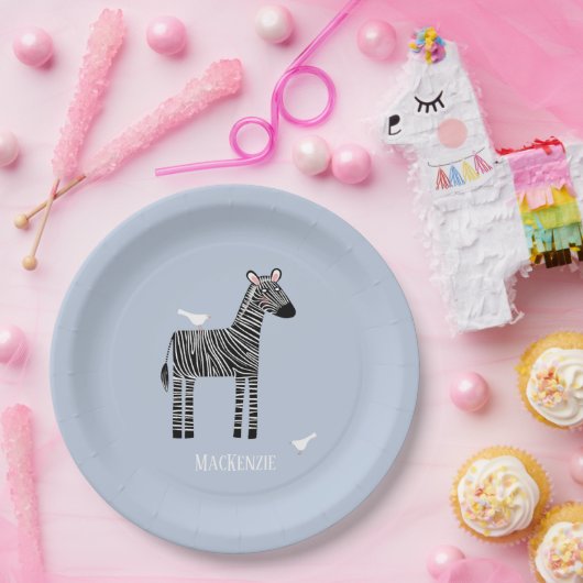 Niedliches Zebra Blue Boy Party Pappteller (Party)