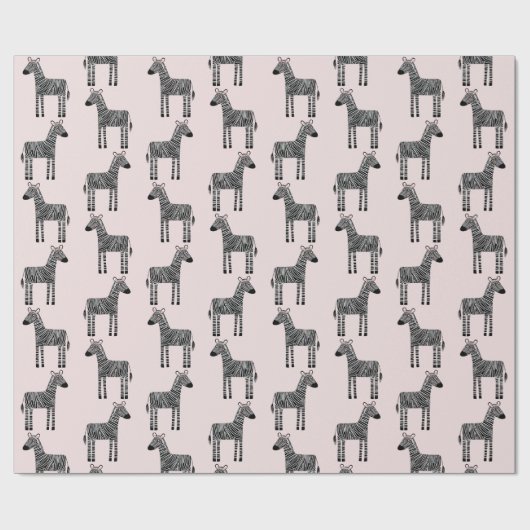Niedliches Zebra Blush Pink Wrapping Paper Geschenkpapier (Flach)