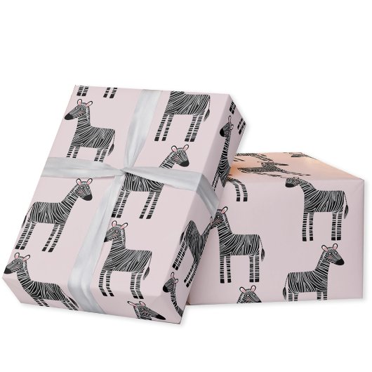 Niedliches Zebra Blush Pink Wrapping Paper Geschenkpapier