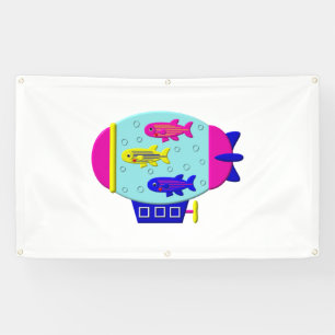 Niedliches Zebra-Fisch in einem Zeppelin Banner